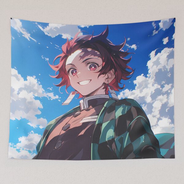Item preview, Tanjiro Kamado Demon Slayer Blue Sky Hero Smile designed and sold by earlobejerk.
