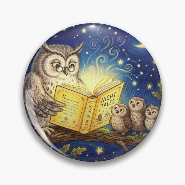 Item preview, Wise Owl Teacher Reading Bedtime Star Stories Illustration designed and sold by TaiwanMemory.