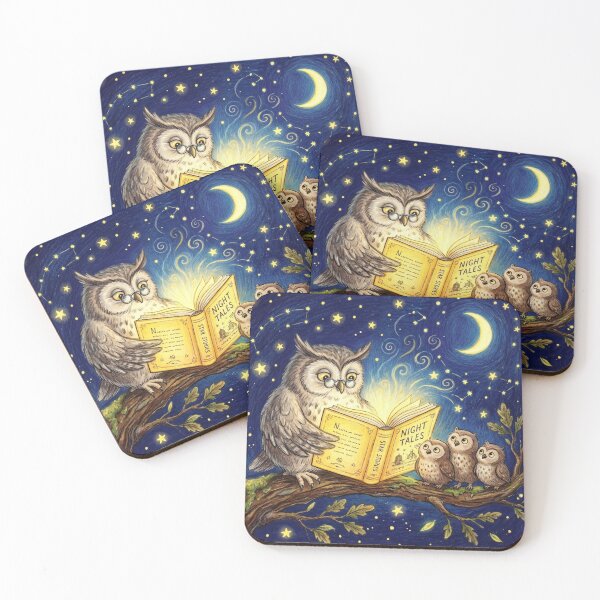 Item preview, Wise Owl Teacher Reading Bedtime Star Stories Illustration designed and sold by TaiwanMemory.