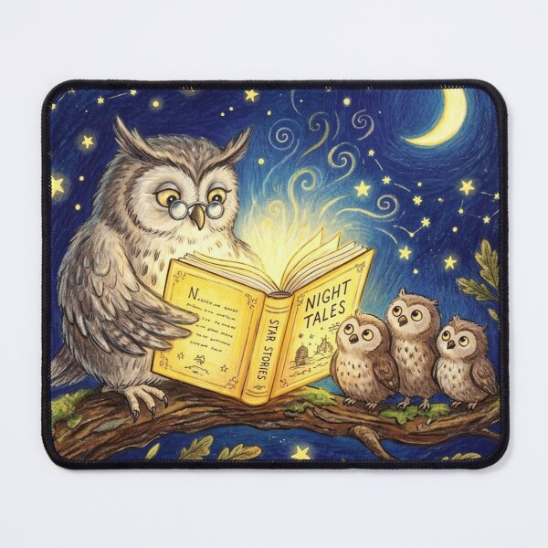 Item preview, Wise Owl Teacher Reading Bedtime Star Stories Illustration designed and sold by TaiwanMemory.