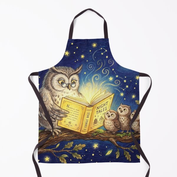Item preview, Wise Owl Teacher Reading Bedtime Star Stories Illustration designed and sold by TaiwanMemory.