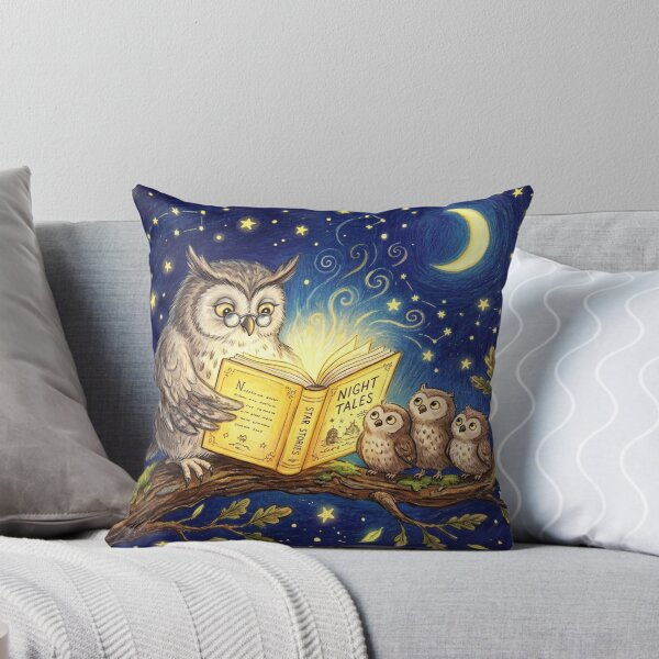 Item preview, Wise Owl Teacher Reading Bedtime Star Stories Illustration designed and sold by TaiwanMemory.