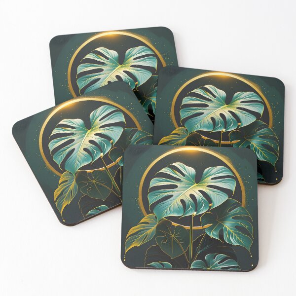 Item preview, Dark Monstera Botanical Art Print Gold Luxury Plant Wall Art designed and sold by KooksStudio.