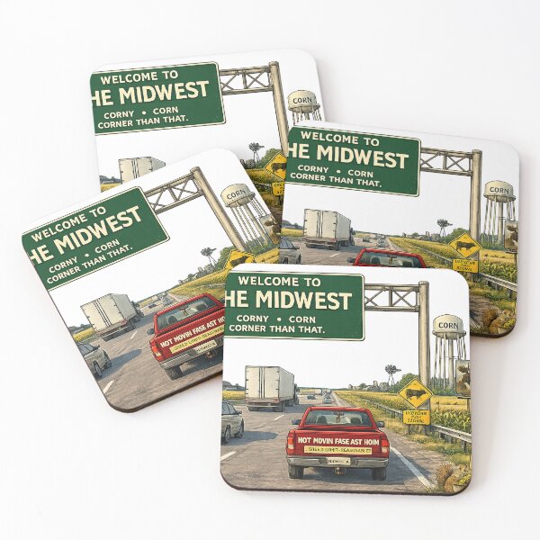 Item preview, Welcome to the Midwest Highway Sign Art Print | Funny American Road Trip Wall Decor | Corn Country Humor Poster designed and sold by Hookesmode.
