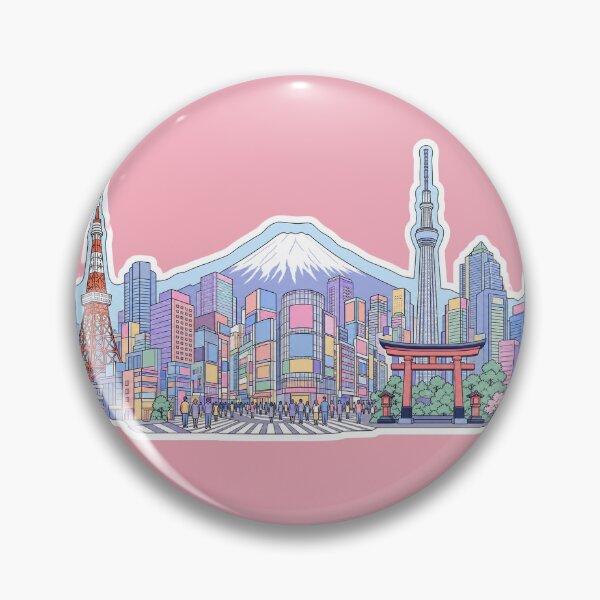 Item preview, Tokyo Skyline Sticker | Pastel Japan Sticker | Mount Fuji Tokyo Tower Sticker | Japan Travel Gift designed and sold by EmberPageStudio.
