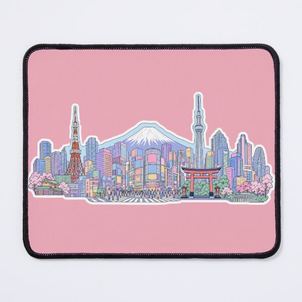 Item preview, Tokyo Skyline Sticker | Pastel Japan Sticker | Mount Fuji Tokyo Tower Sticker | Japan Travel Gift designed and sold by EmberPageStudio.