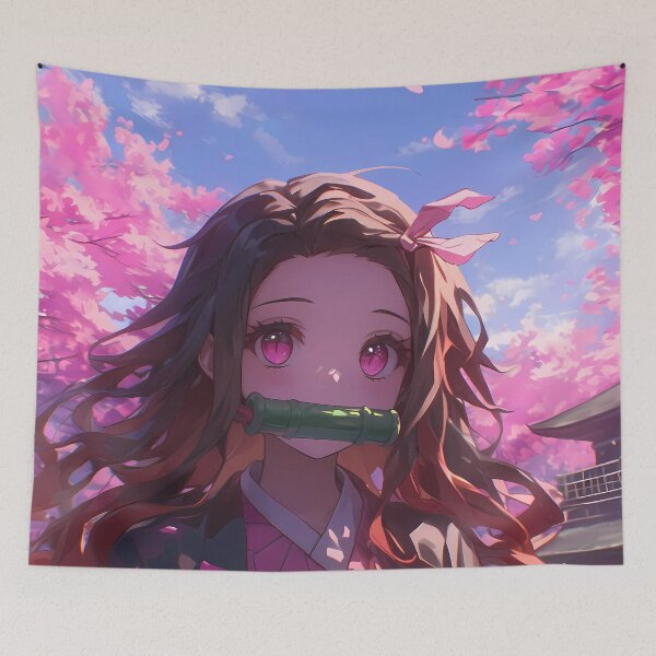 Item preview, Nezuko Kamado Demon Slayer Cherry Blossoms Pink Kimono Serene Mood designed and sold by earlobejerk.