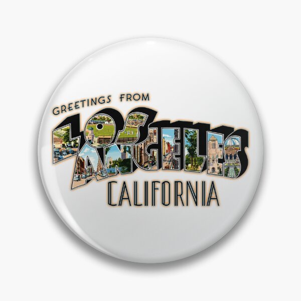 Item preview, Vintage Greetings From Los Angeles California Postcard Style Illustration of City Landmarks designed and sold by portokalis.