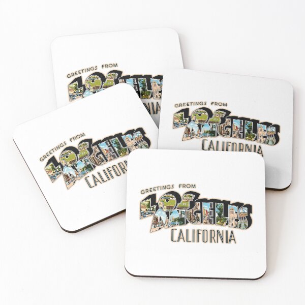 Item preview, Vintage Greetings From Los Angeles California Postcard Style Illustration of City Landmarks designed and sold by portokalis.