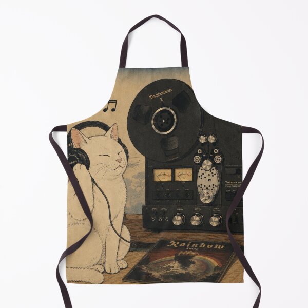 Item preview, Melody of the Rising Sun: Cozy Cat and Vintage Reel-to-Reel designed and sold by Komatoya.