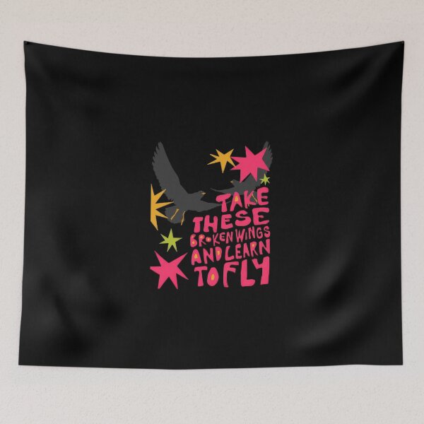 Item preview, blackbird inspired / take these broken wings and learn to fly / retro groovy aesthetic #1087 designed and sold by aztra-art.