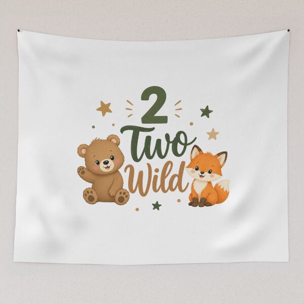 Item preview, Cute Bear and Fox Second Birthday Two Wild Woodland designed and sold by Seculinator.