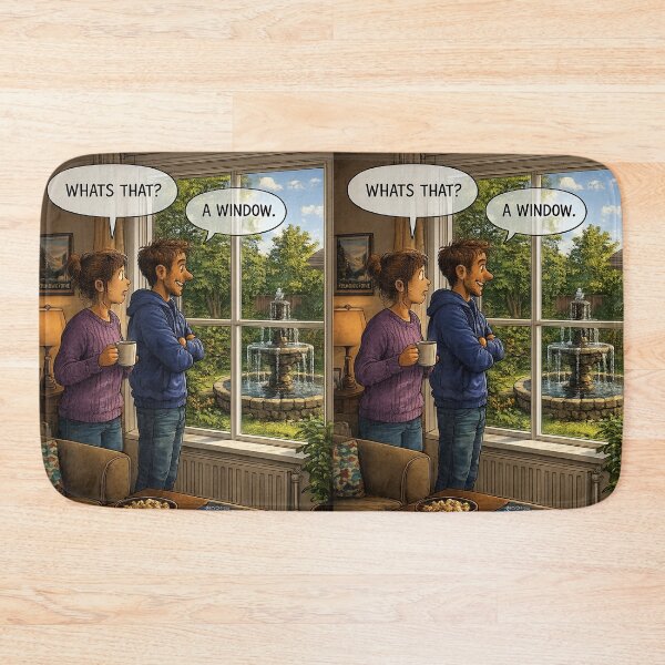 Item preview, What's That? A Window – Funny Dad Joke Cartoon Print designed and sold by Hookesmode.