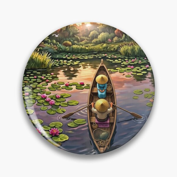 Item preview, Fishermen on a romantic lotus pond designed and sold by Sigtrix.