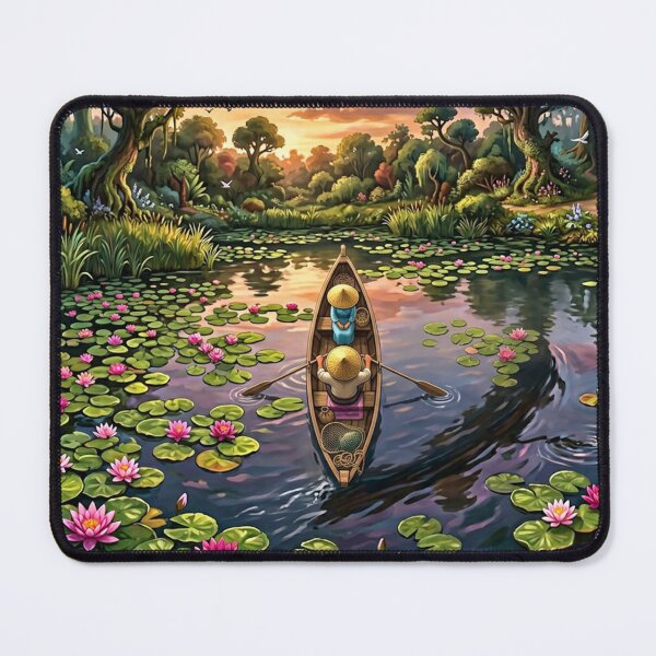 Item preview, Fishermen on a romantic lotus pond designed and sold by Sigtrix.