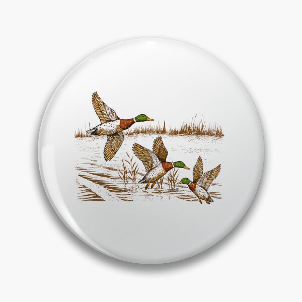Item preview, Flying Mallard Ducks Wildlife Marsh Hunting Illustration Art designed and sold by justinhmorton.