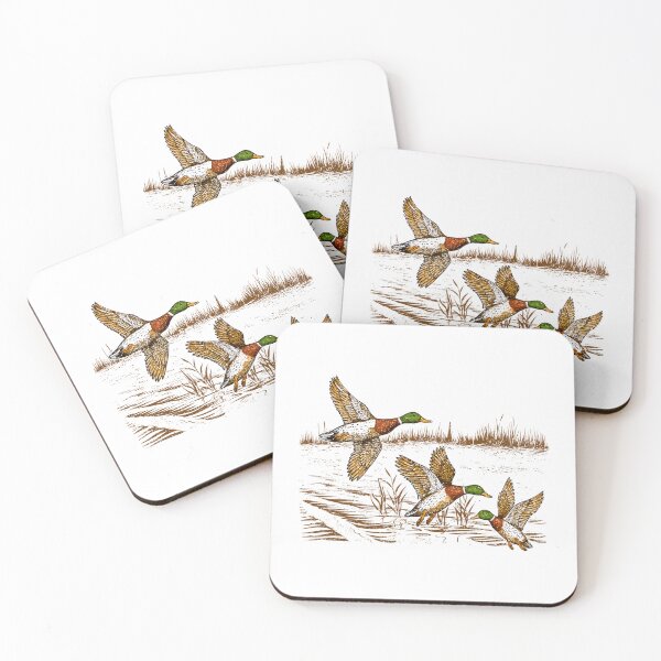 Item preview, Flying Mallard Ducks Wildlife Marsh Hunting Illustration Art designed and sold by justinhmorton.