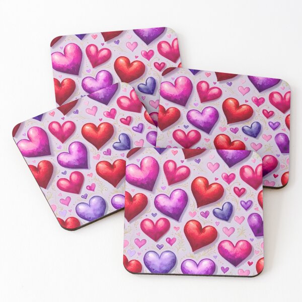 Item preview, Glowing Hearts Red Pink Purple with Gold Branches Romantic Valentine Pattern designed and sold by Good Vibes .