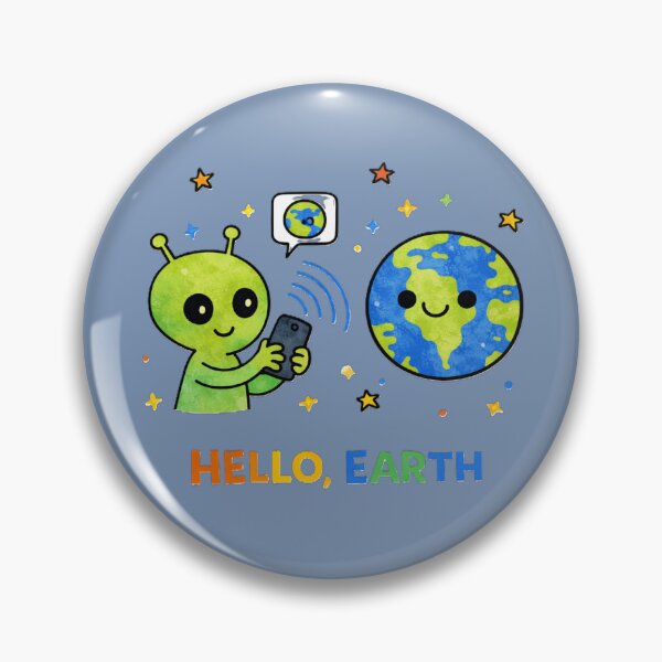 Item preview, Hello, Earth – Cute Alien Texting Planet Cartoon Illustration designed and sold by OrbitOfMind.