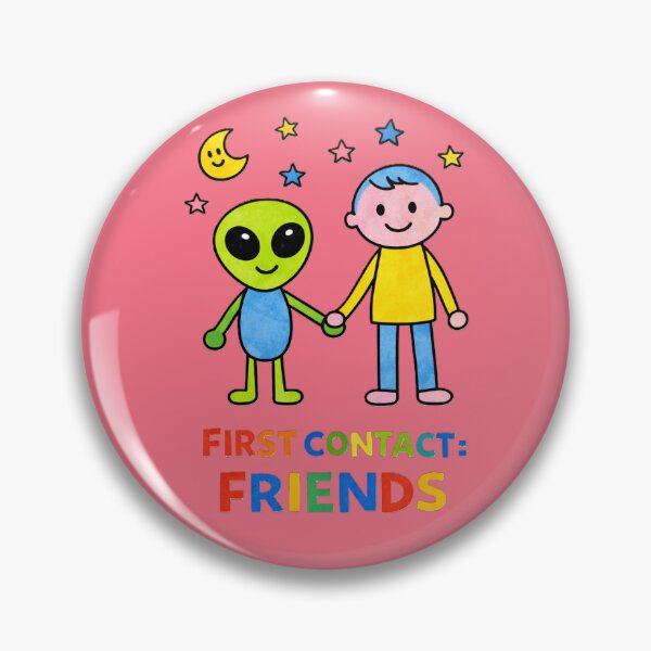 Item preview, First Contact Friends – Cute Alien and Human Friendship Cartoon designed and sold by OrbitOfMind.