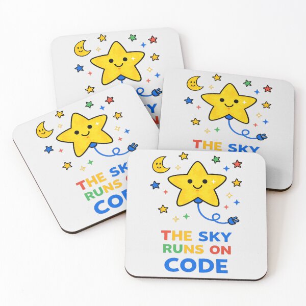 Item preview, The Sky Runs on Code – Cute Coding Star Programmer Cartoon designed and sold by OrbitOfMind.