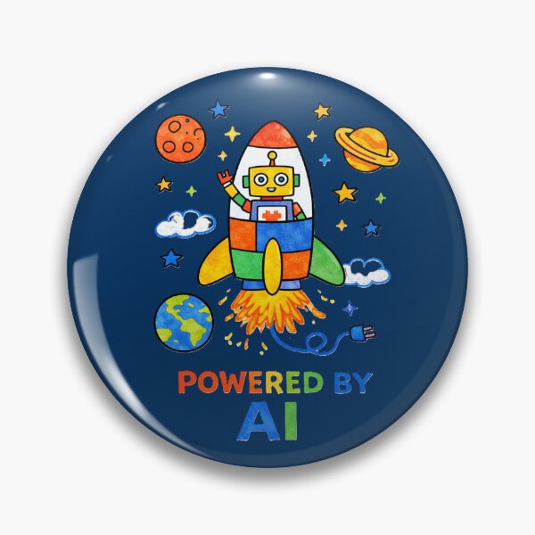 Item preview, Powered by AI – Cute Robot Rocket Space Illustration designed and sold by OrbitOfMind.