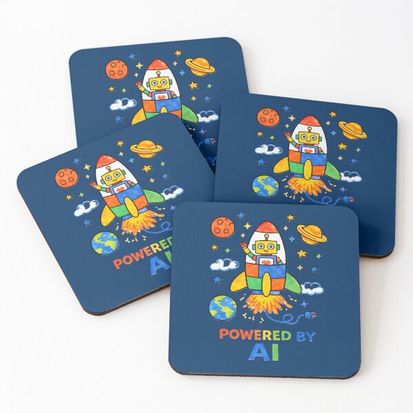 Item preview, Powered by AI – Cute Robot Rocket Space Illustration designed and sold by OrbitOfMind.
