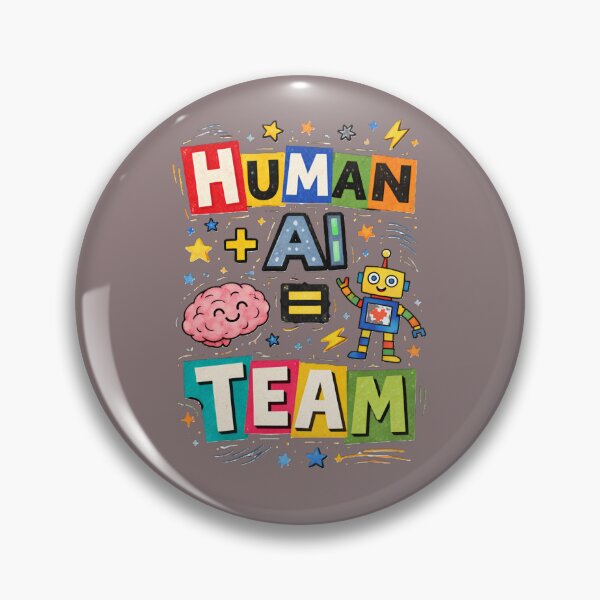 Item preview, Human + AI = Team – Cute Artificial Intelligence Collaboration Illustration designed and sold by OrbitOfMind.