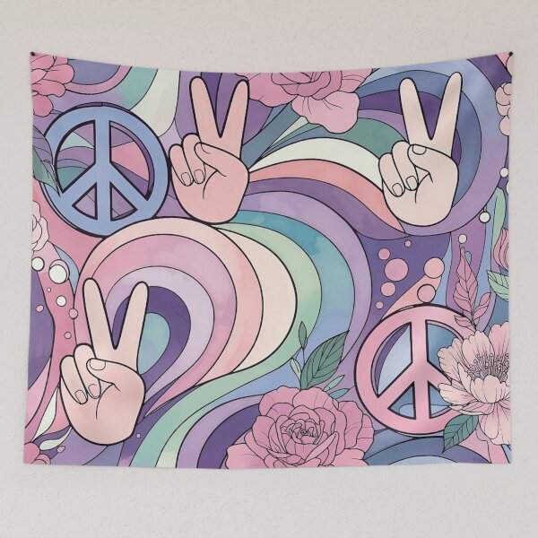 Item preview, Bold Groovy 70s Psychedelic Floral Peace Sign Phone Case designed and sold by IntelliMindDesigns.