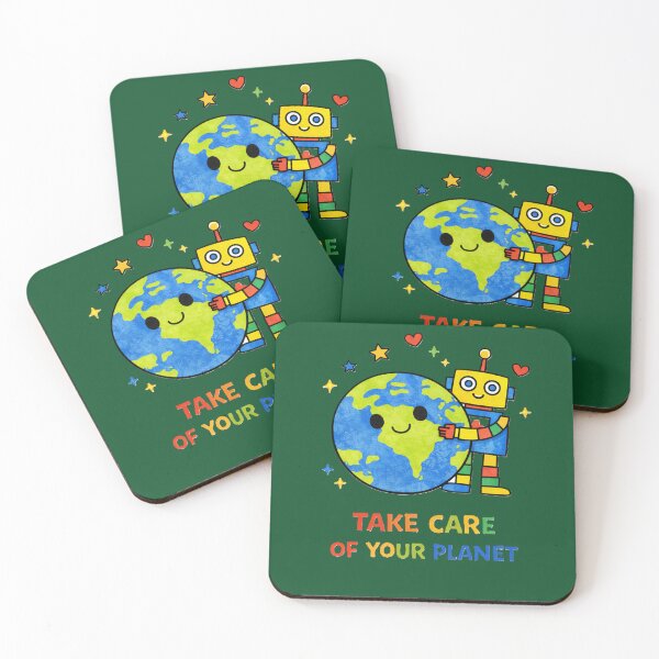 Item preview, Take Care of Your Planet – Cute Robot Earth Hug Eco AI Illustration designed and sold by OrbitOfMind.