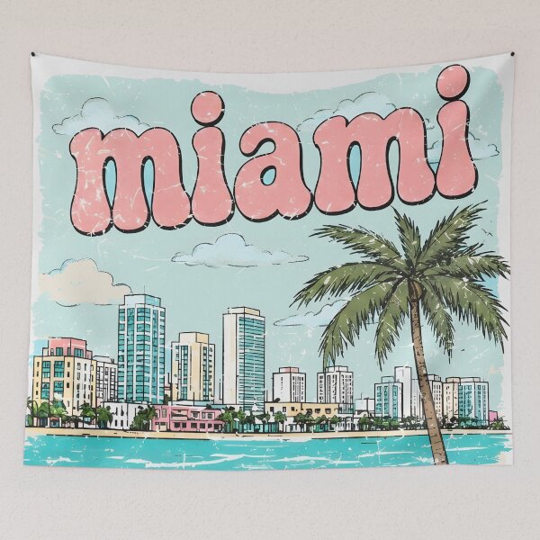 Item preview, Miami Florida Cute Beach Skyline Retro Cityscape  designed and sold by HowToCanadian.