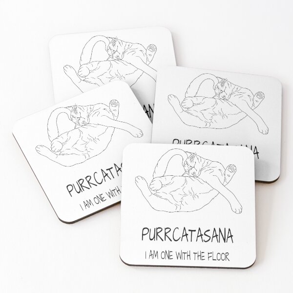 Item preview, Purrcatasana Funny Yoga Cat | I Am One With The Floor in black designed and sold by AnnaDziurko.