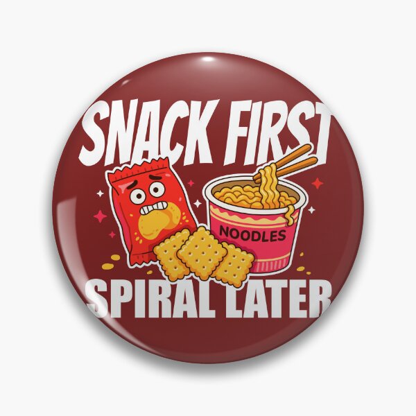 Item preview, Snack First, Spiral Later – Funny Snack Food Illustration with Nervous Chips & Noodles designed and sold by Skryp-art.