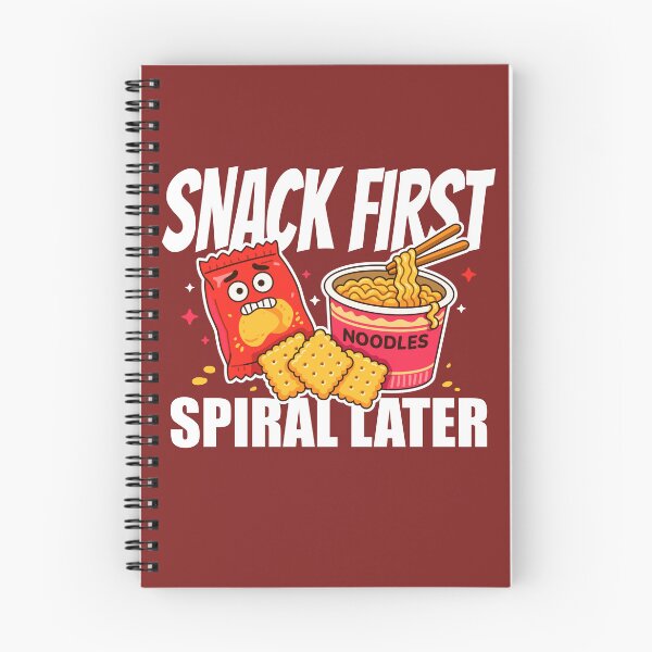 Item preview, Snack First, Spiral Later – Funny Snack Food Illustration with Nervous Chips & Noodles designed and sold by Skryp-art.