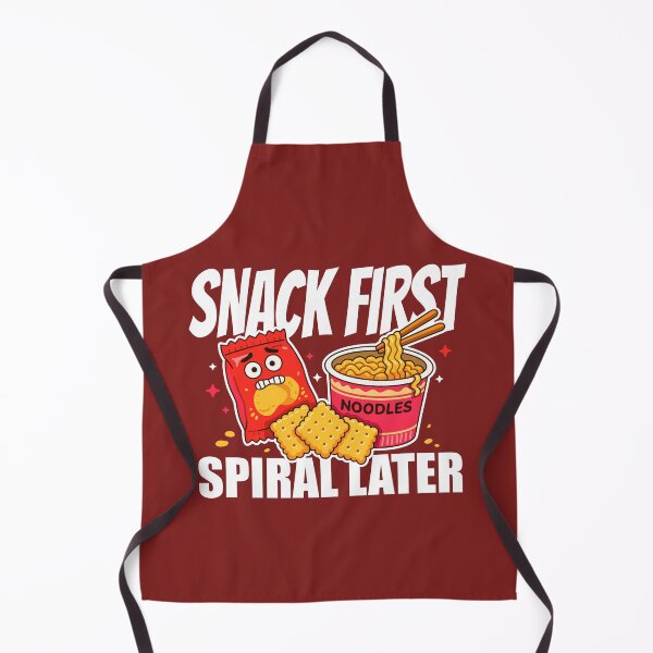 Item preview, Snack First, Spiral Later – Funny Snack Food Illustration with Nervous Chips & Noodles designed and sold by Skryp-art.