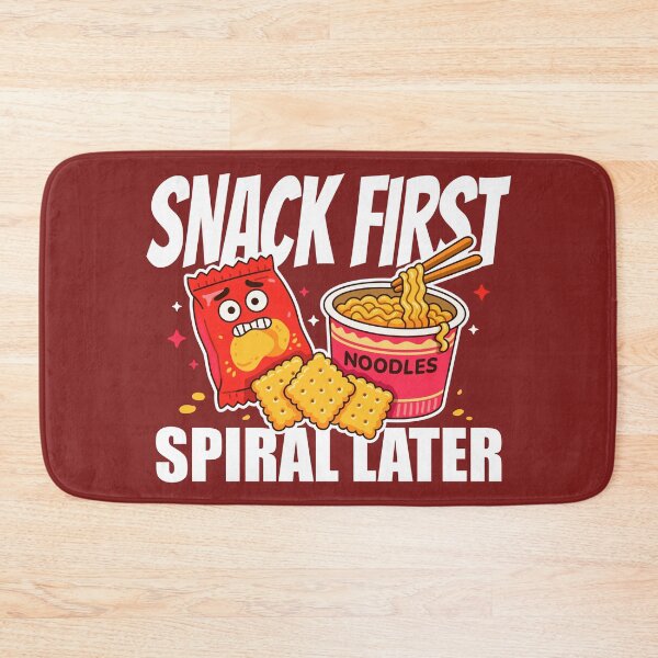 Item preview, Snack First, Spiral Later – Funny Snack Food Illustration with Nervous Chips & Noodles designed and sold by Skryp-art.