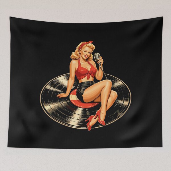 Item preview, Rockabilly Pin-Up Girl on Vinyl Record designed and sold by Pineapple-Tree.