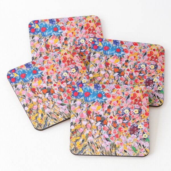 Item preview, bright colorful textured layered acrylic abstract flowers design designed and sold by ArtistSunny.