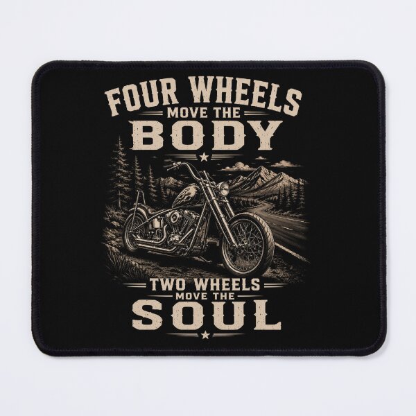 Item preview, Four Wheels Move The Body Two Wheels Move The Soul – Vintage Motorcycle Design designed and sold by MargaretaArt.