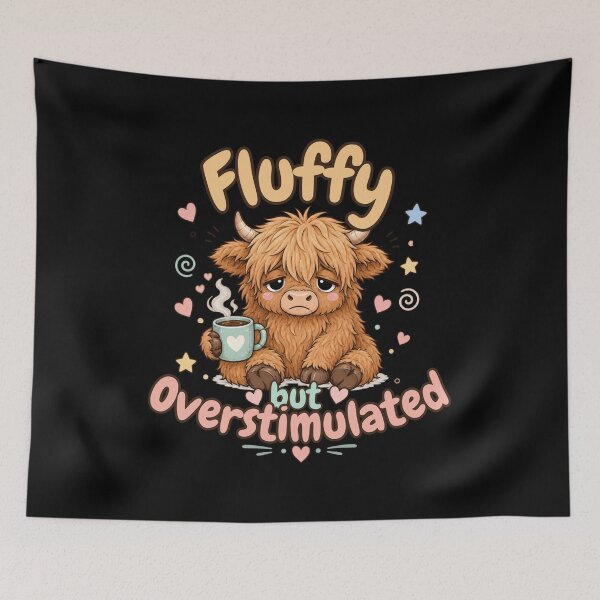 Item preview, Fluffy But Overstimulated Highland Cow designed and sold by SeoulInkSoul.