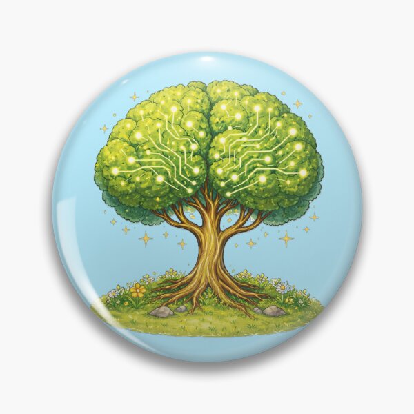 Item preview, Tree of Intelligence – Nature Meets Technology Brain Tree Illustration designed and sold by OrbitOfMind.
