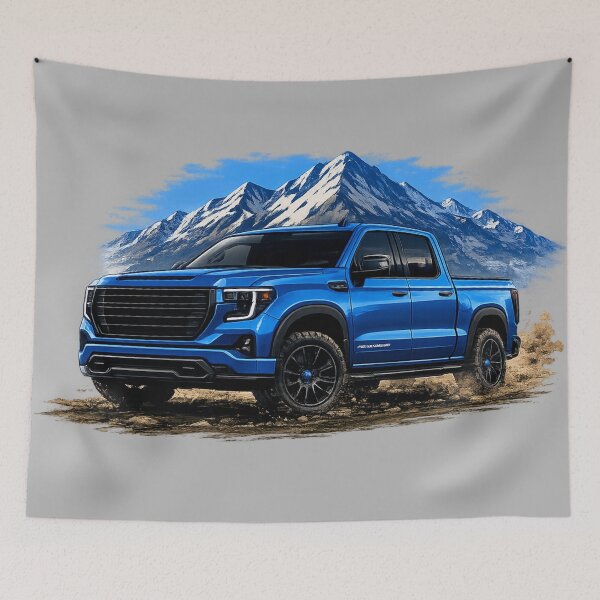 Item preview, Blue Pickup Truck Mountain Adventure designed and sold by MCNovaStudio.