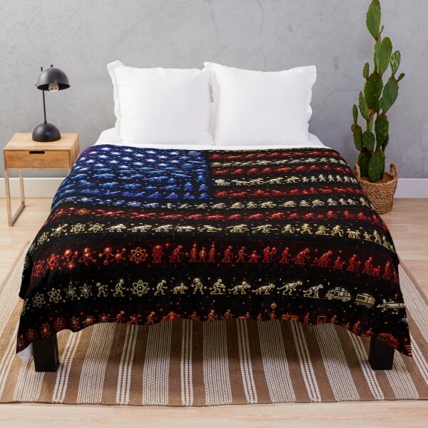 Item preview, Life Evolution American Flag | Big Bang to Humanity Cosmic USA Design | Patriotic Science Art designed and sold by RockyLambda.