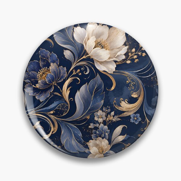 Item preview, Luxury Navy Blue & Gold Floral Seamless Pattern designed and sold by crackerflake.