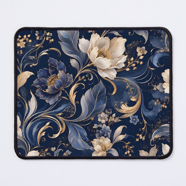 Item preview, Luxury Navy Blue & Gold Floral Seamless Pattern designed and sold by crackerflake.