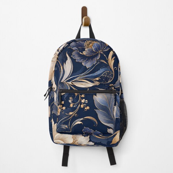 Item preview, Luxury Navy Blue & Gold Floral Seamless Pattern designed and sold by crackerflake.