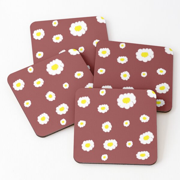 Item preview, little daisies over dark red designed and sold by SrihithaStudio.