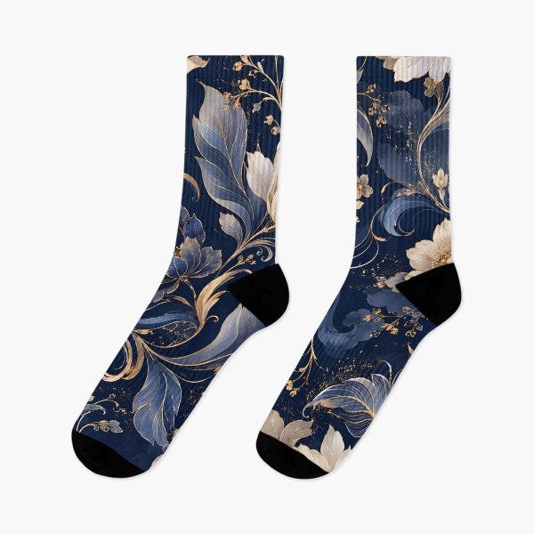 Item preview, Luxury Navy Blue & Gold Floral Seamless Pattern designed and sold by crackerflake.