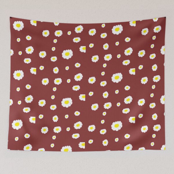 Item preview, little daisies over dark red designed and sold by SrihithaStudio.