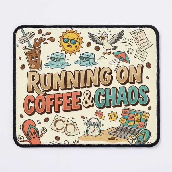 Item preview, Running on Coffee and Chaos – Funny Summer Iced Coffee Design designed and sold by OpenDreamArts.
